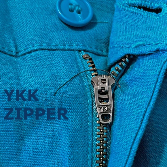 NEW PHOTOS! CAPRIS, STRETCH LINEN, CARIBE BLUE, SIZE 24, FRONT ZIPPER, POCKETS, - Picture 10 of 16